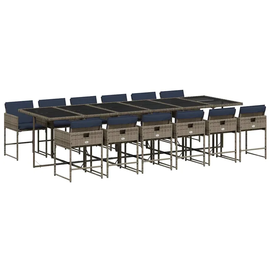 Ensemble à manger de jardin avec coussins 13 pcs résine tressée - 2