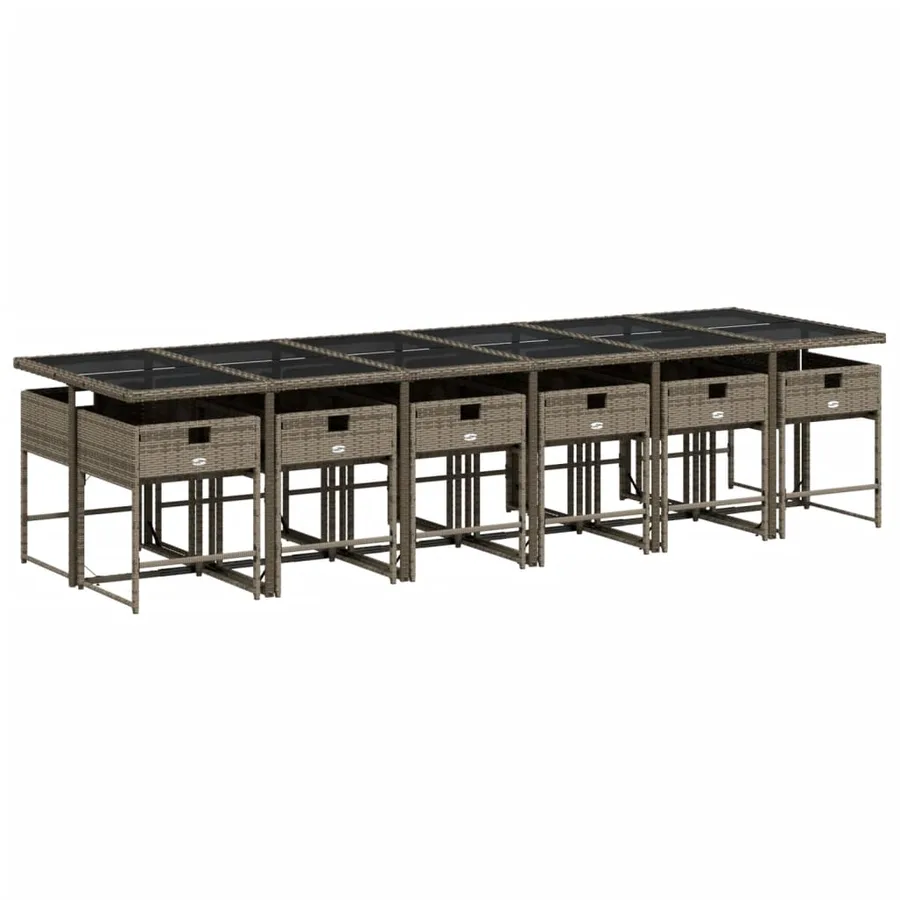 Ensemble à manger de jardin avec coussins 13 pcs résine tressée - 4