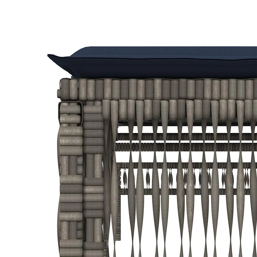 Chaise longue avec coussin gris résine tressée - 9