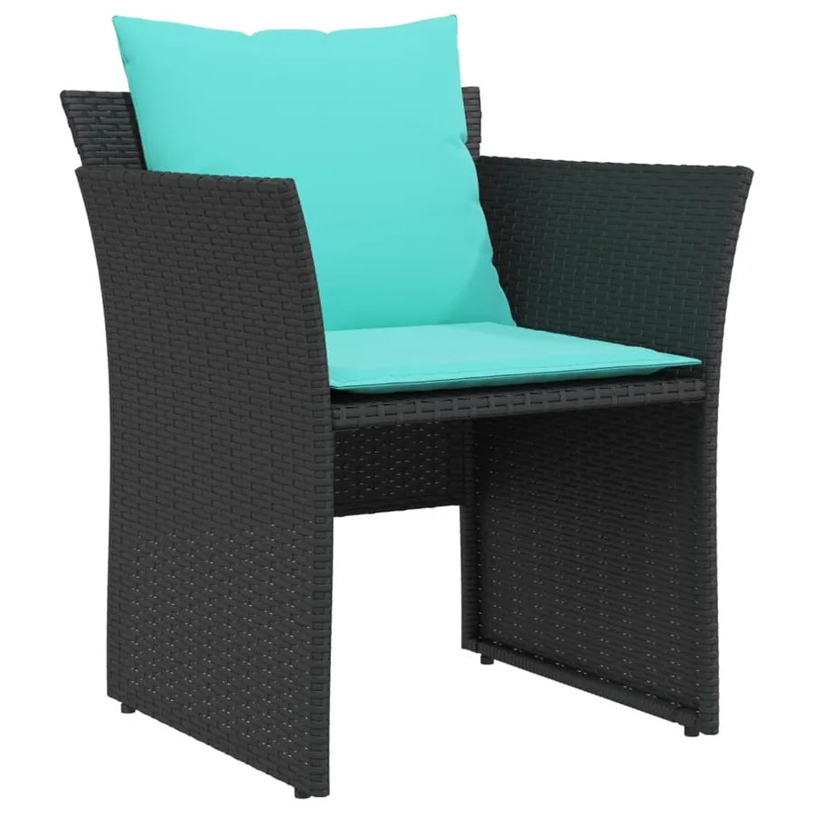 Chaise de jardin avec tabouret noir résine tressée - 4