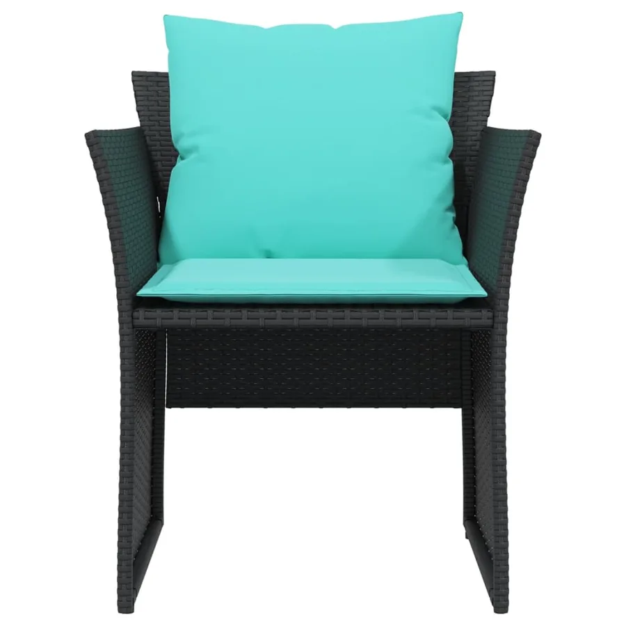 Chaise de jardin avec tabouret noir résine tressée - 5