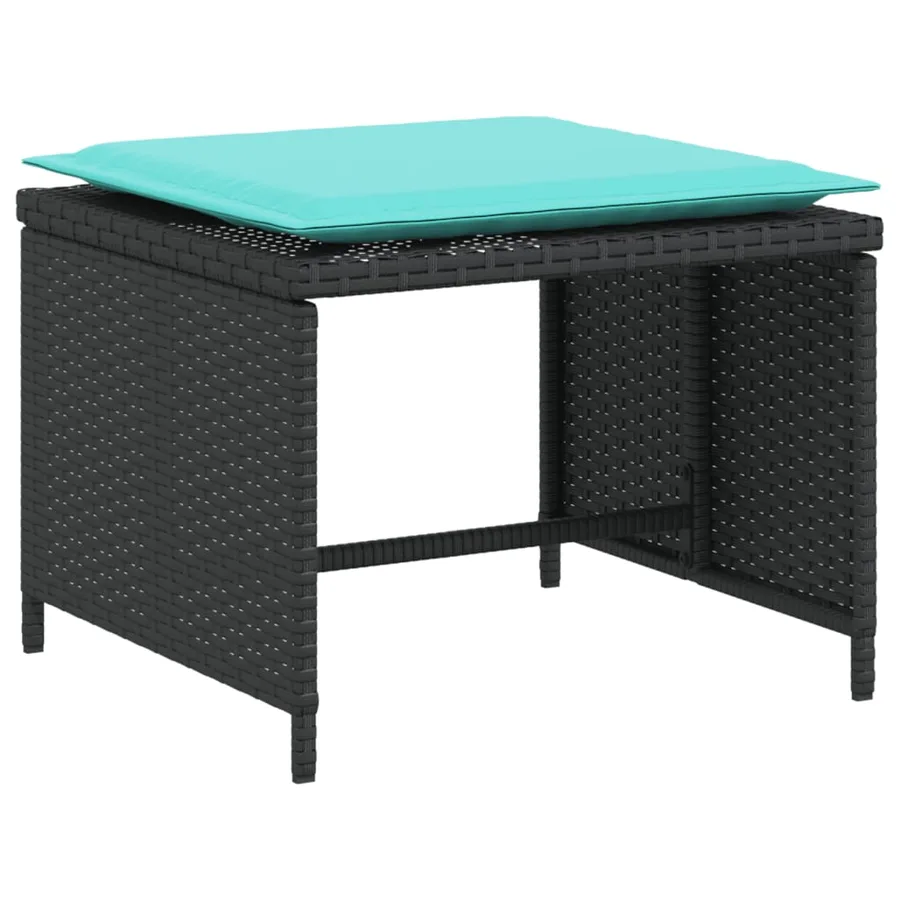 Chaise de jardin avec tabouret noir résine tressée - 6