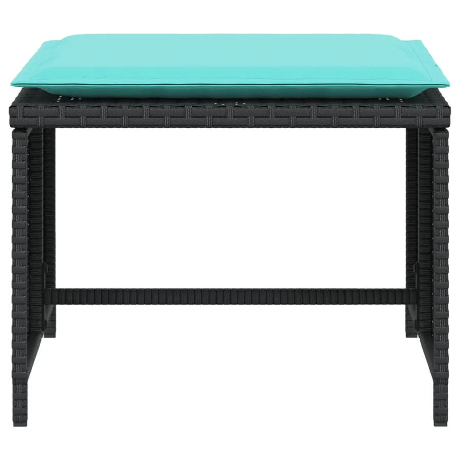 Chaise de jardin avec tabouret noir résine tressée - 7