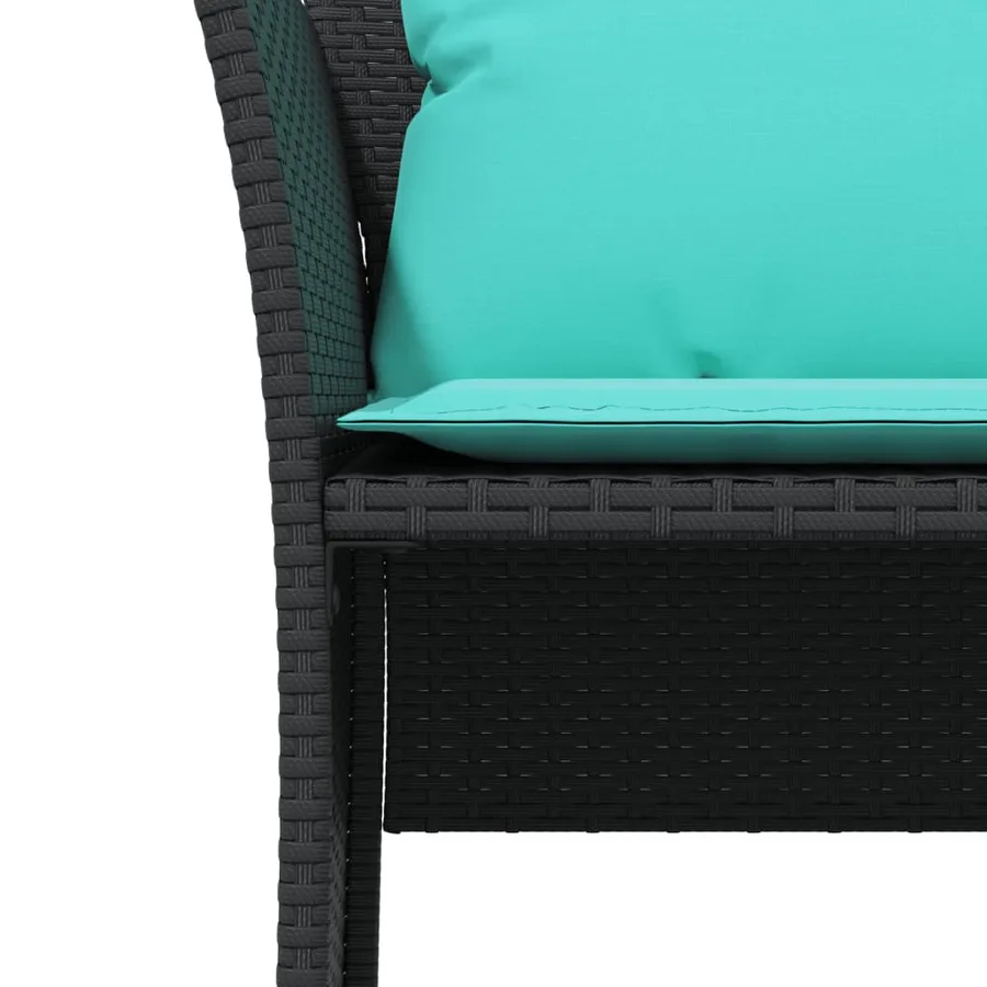 Chaise de jardin avec tabouret noir résine tressée - 9