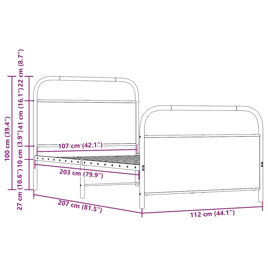 Cadre de lit sans matelas 107x203 cm chêne sonoma - 9