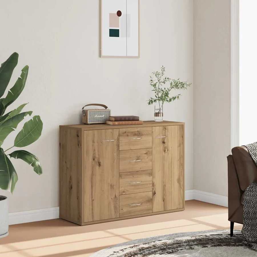 Buffet chêne artisanal 88x30x64 cm bois d'ingénierie