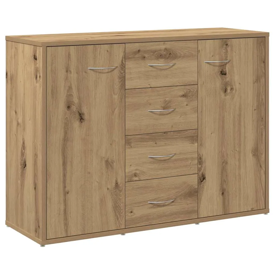 Buffet chêne artisanal 88x30x64 cm bois d'ingénierie - 2