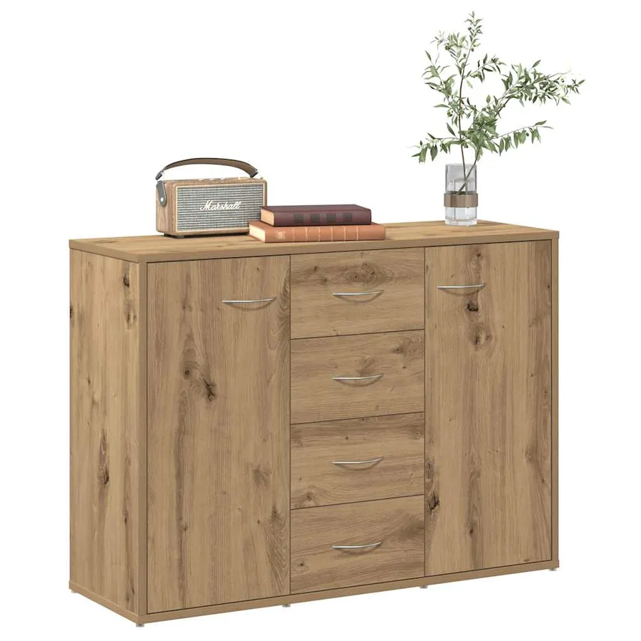 Buffet chêne artisanal 88x30x64 cm bois d'ingénierie - 3
