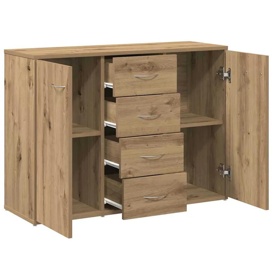 Buffet chêne artisanal 88x30x64 cm bois d'ingénierie - 7