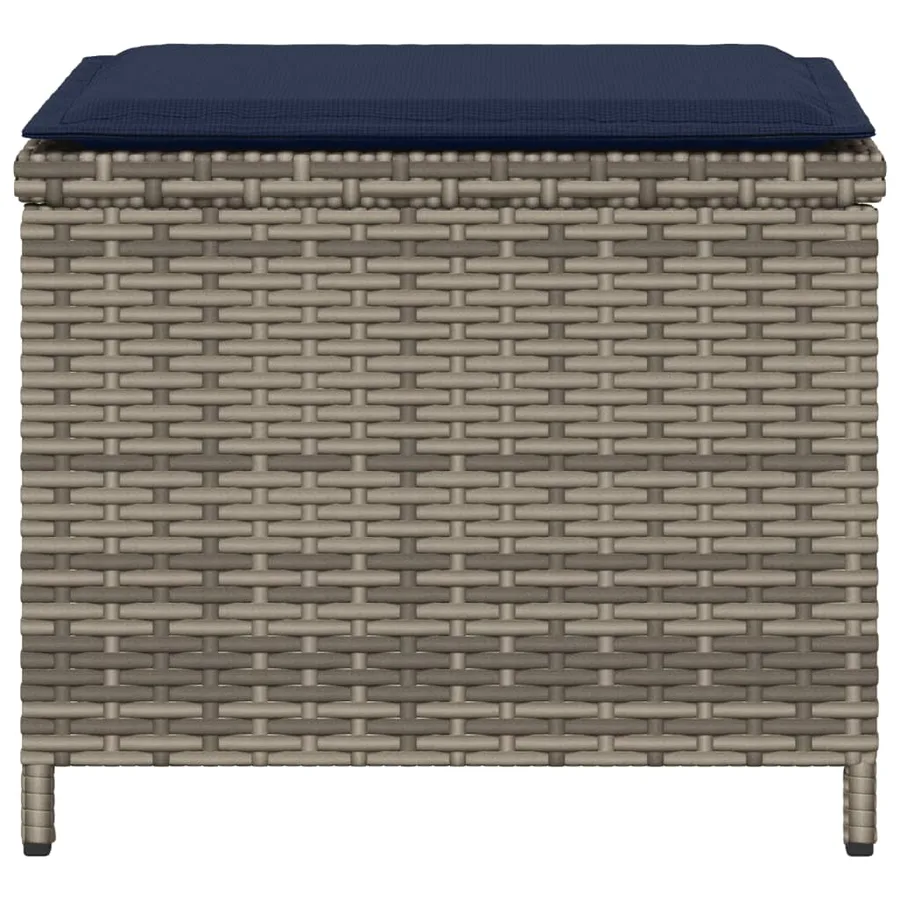 Tabourets de jardin avec coussins lot de 4 gris résine tressée - 6