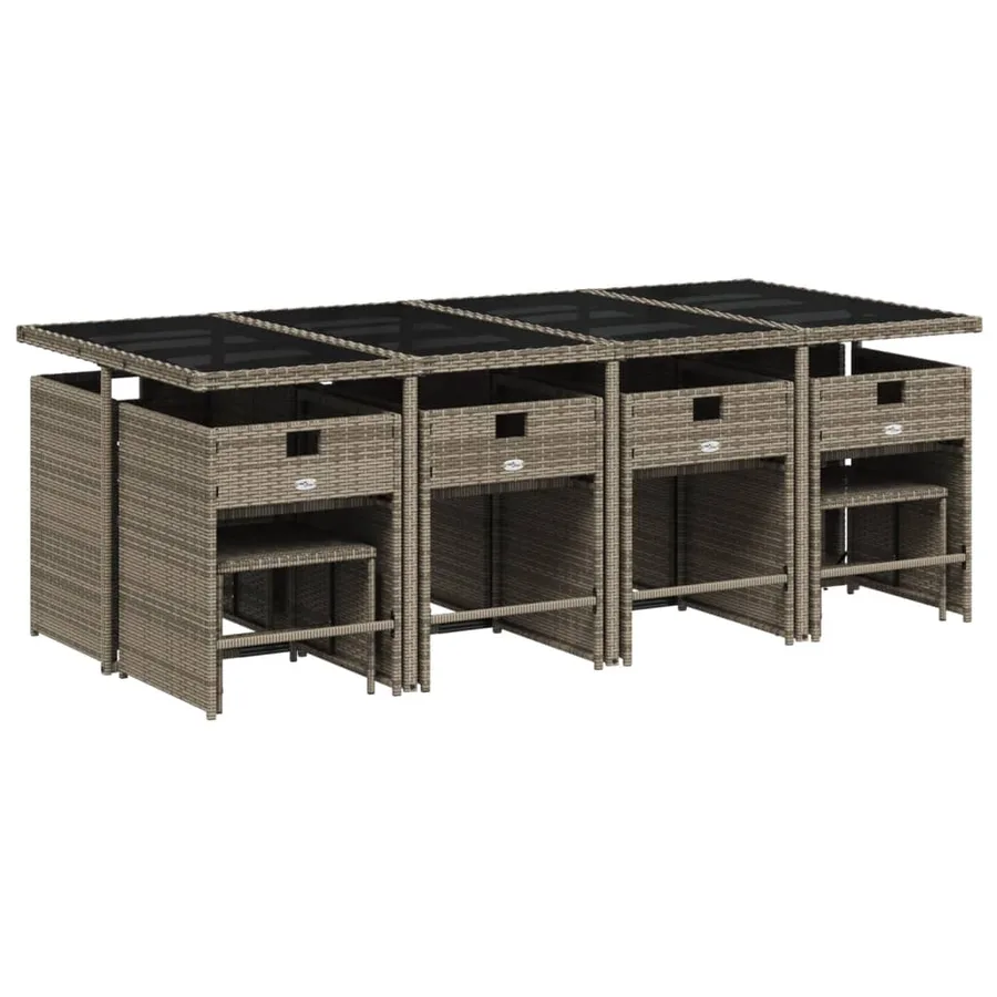 Ensemble à manger de jardin avec coussins 13 pcs résine tressée - 6