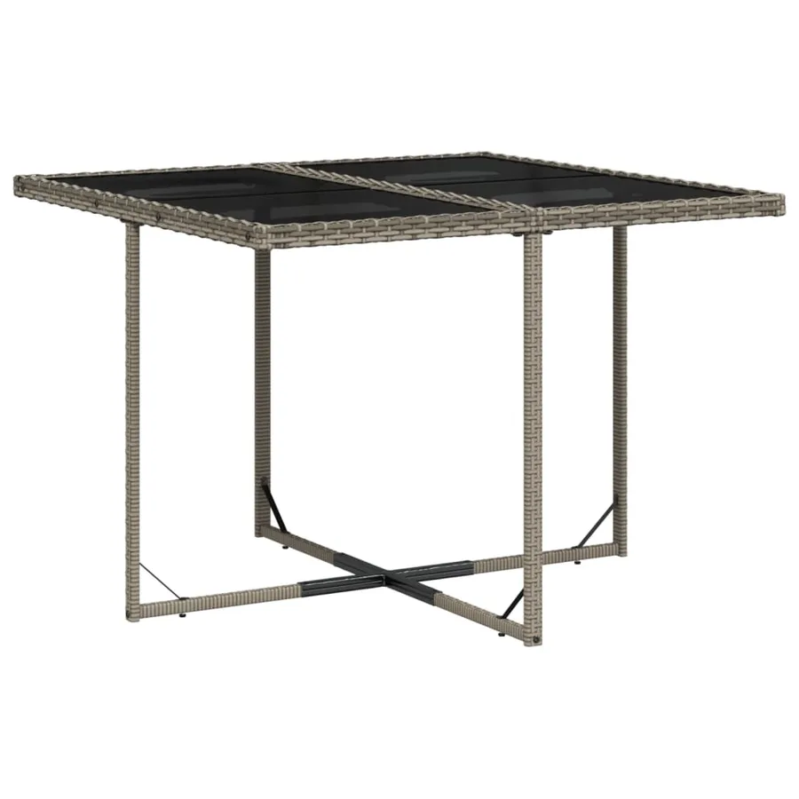 Ensemble à manger de jardin 9 pcs coussins gris résine tressée - 3