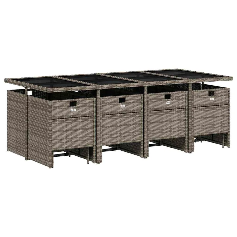 Ensemble à manger de jardin avec coussins 13 pcs résine tressée - 3