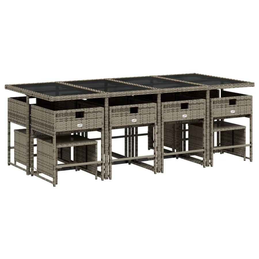 Ensemble à manger de jardin avec coussins 13 pcs résine tressée - 4