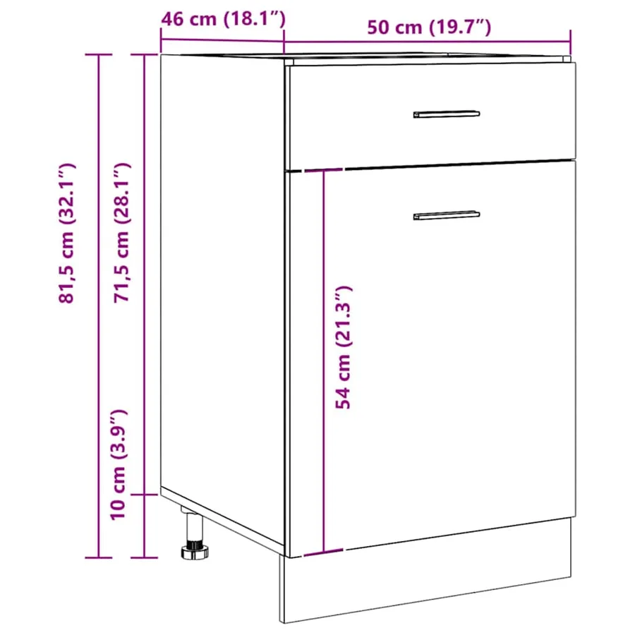 Armoire à tiroirs "Lyon" Chêne artisanal 40 x 46 x 81,5 cm Bois d'ingénierie - 12