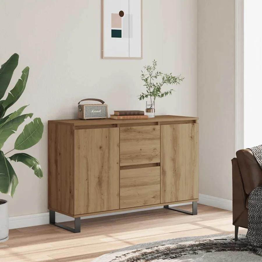 Buffet chêne artisanal 101,5x35x70 cm bois d'ingénierie