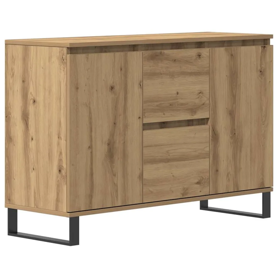 Buffet chêne artisanal 101,5x35x70 cm bois d'ingénierie - 2