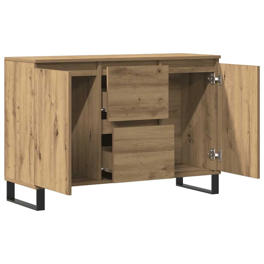 Buffet chêne artisanal 101,5x35x70 cm bois d'ingénierie - 7