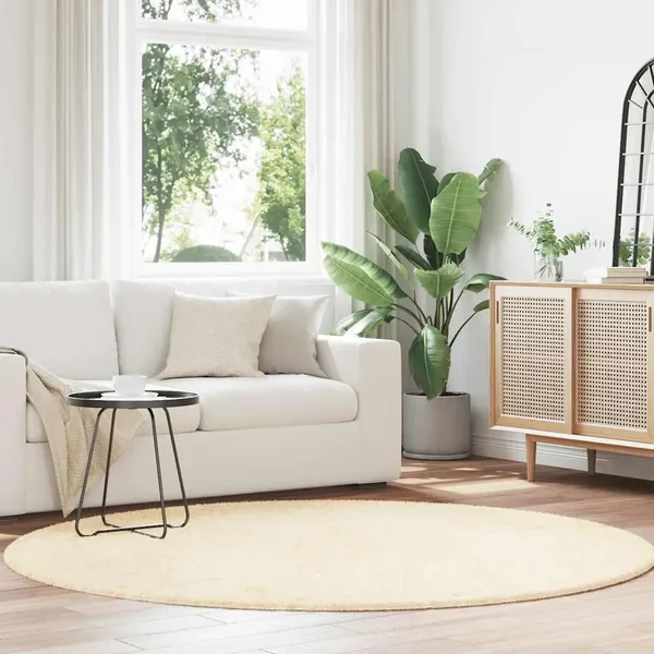 Tapis Shaggy à poils longs NAVARRA crème 200x200 cm polyester