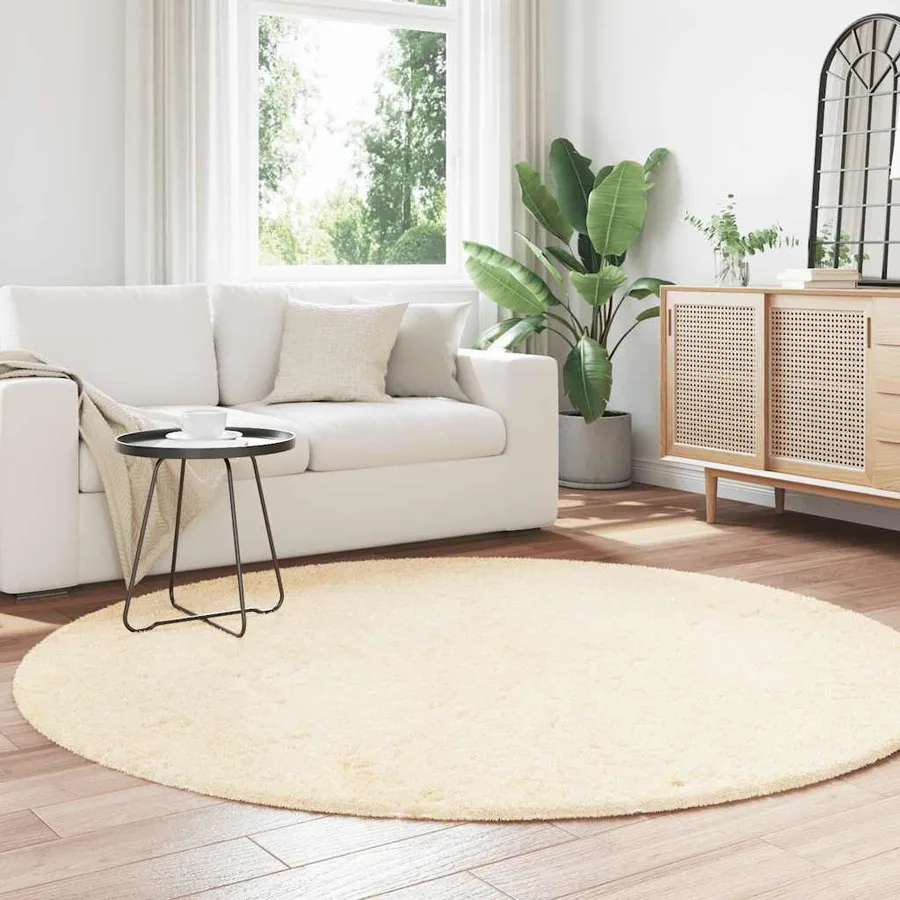 Tapis Shaggy à poils longs NAVARRA crème 200x200 cm polyester - 3