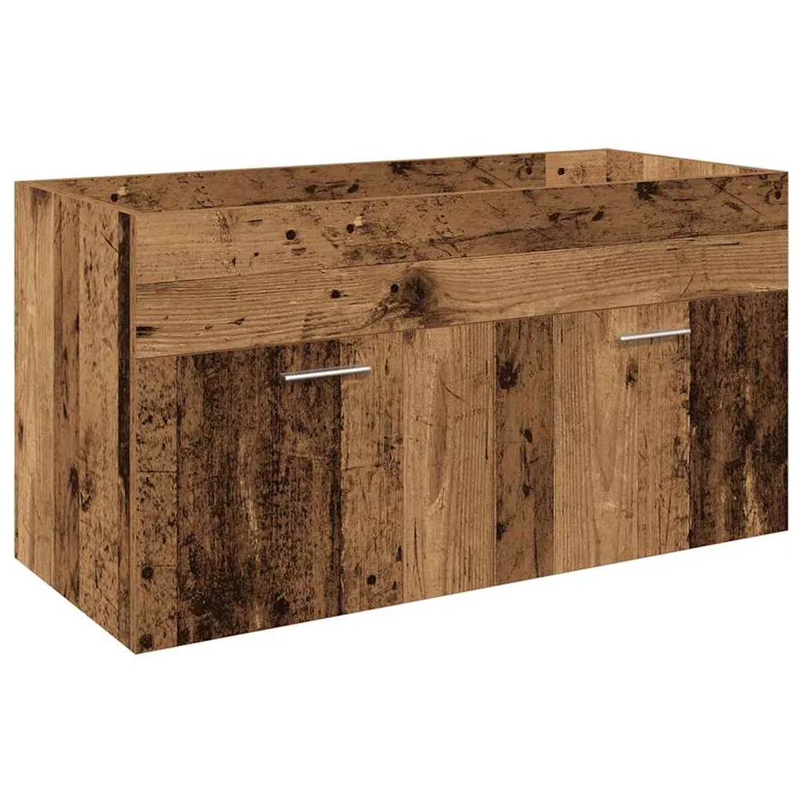 Meuble avec vasque intégrée vieux bois bois d'ingénierie - 4