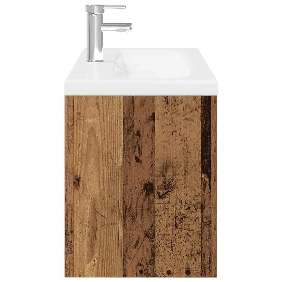 Meuble avec vasque intégrée vieux bois bois d'ingénierie - 7