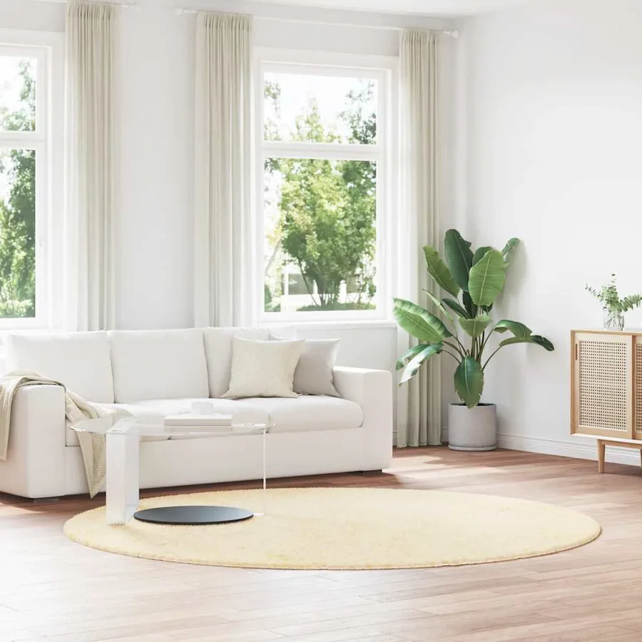 Tapis shaggy à poils longs NAVARRA crème 240x240 cm polyester