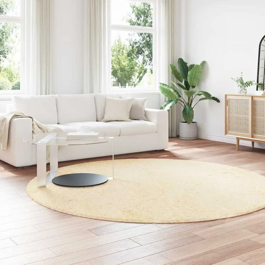 Tapis shaggy à poils longs NAVARRA crème 240x240 cm polyester - 3