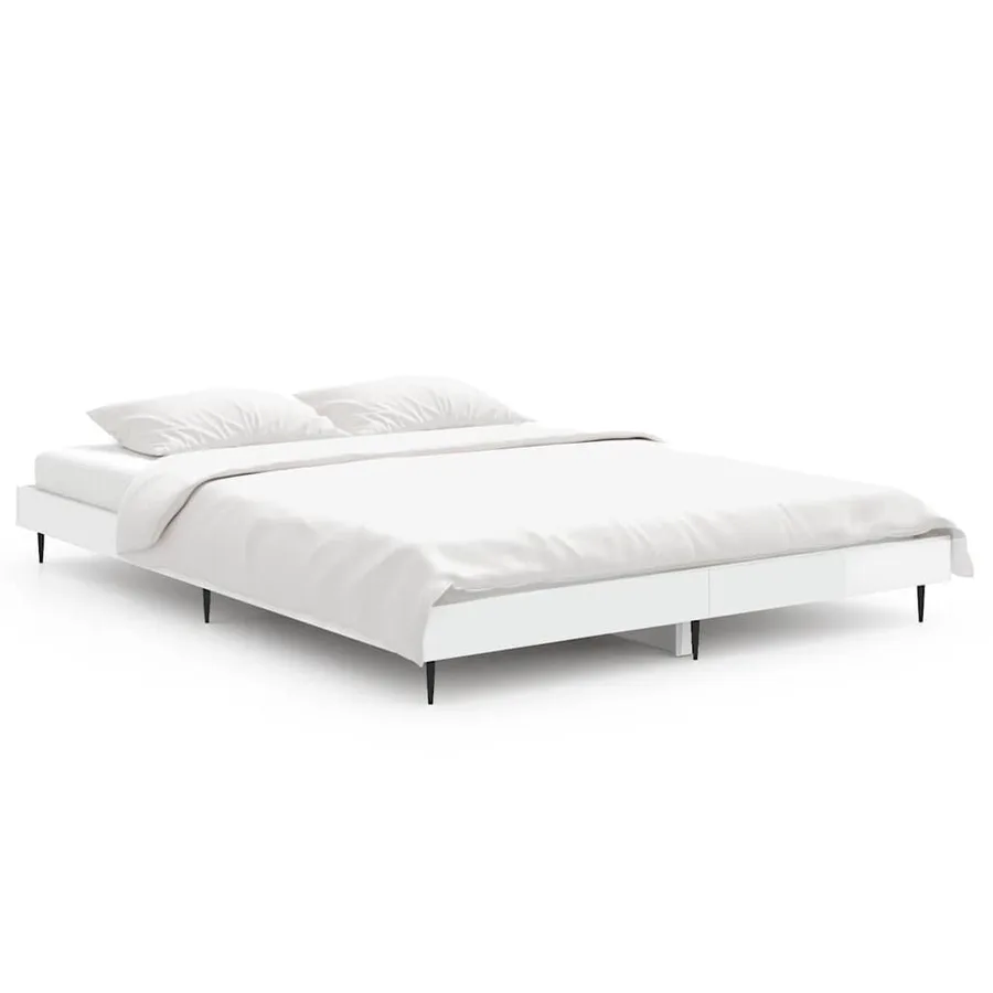 Cadre de lit sans matelas blanc brillant 140x190 cm - 2