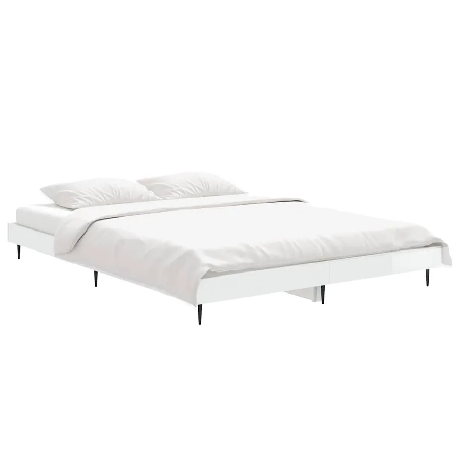 Cadre de lit sans matelas blanc brillant 140x190 cm - 3
