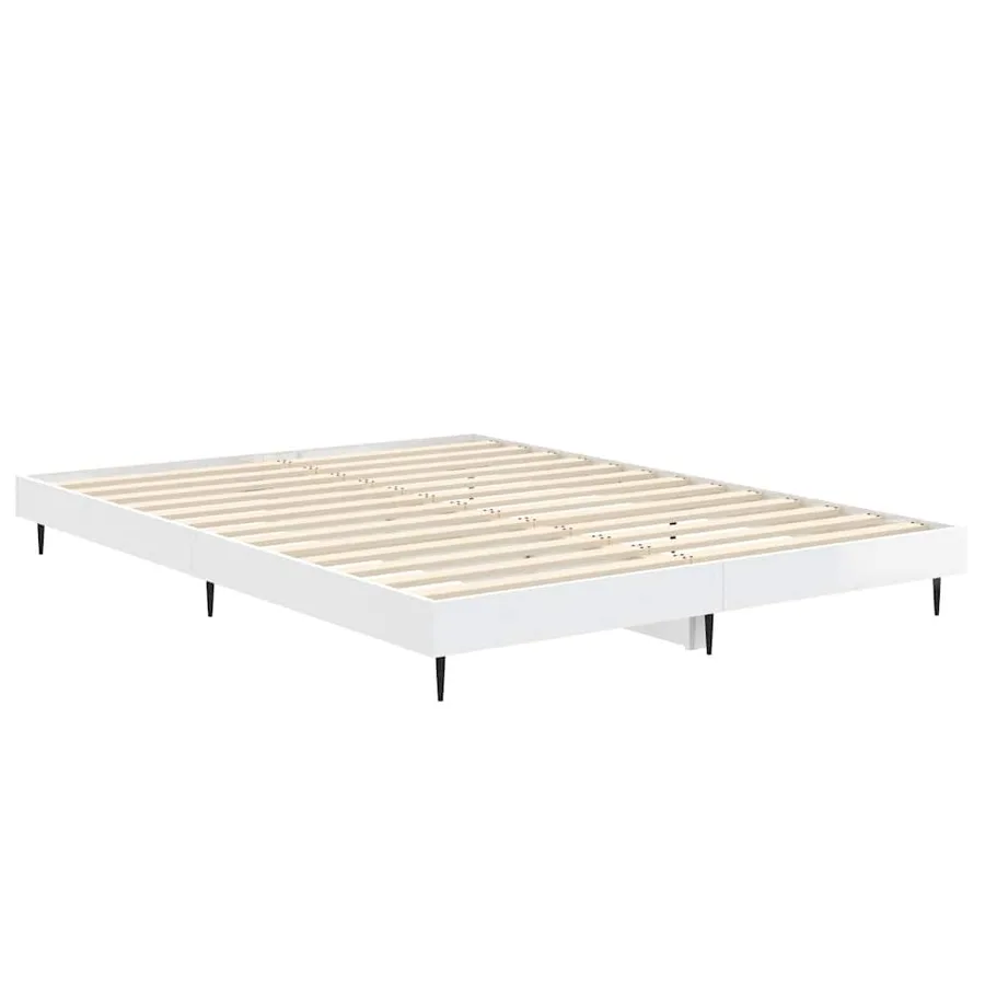 Cadre de lit sans matelas blanc brillant 140x190 cm - 5