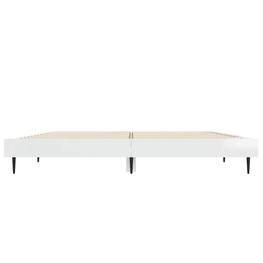 Cadre de lit sans matelas blanc brillant 140x190 cm - 6