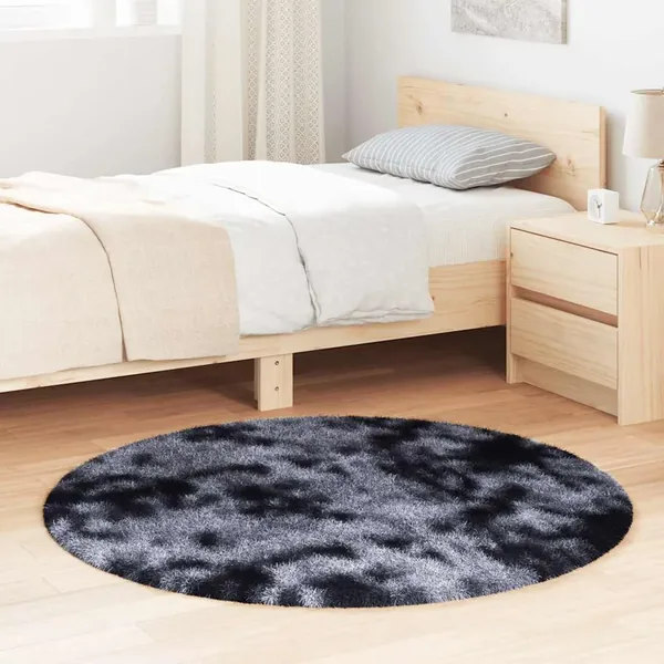 Tapis shaggy à poils longs NAVARRA gris foncé 120x120 cm