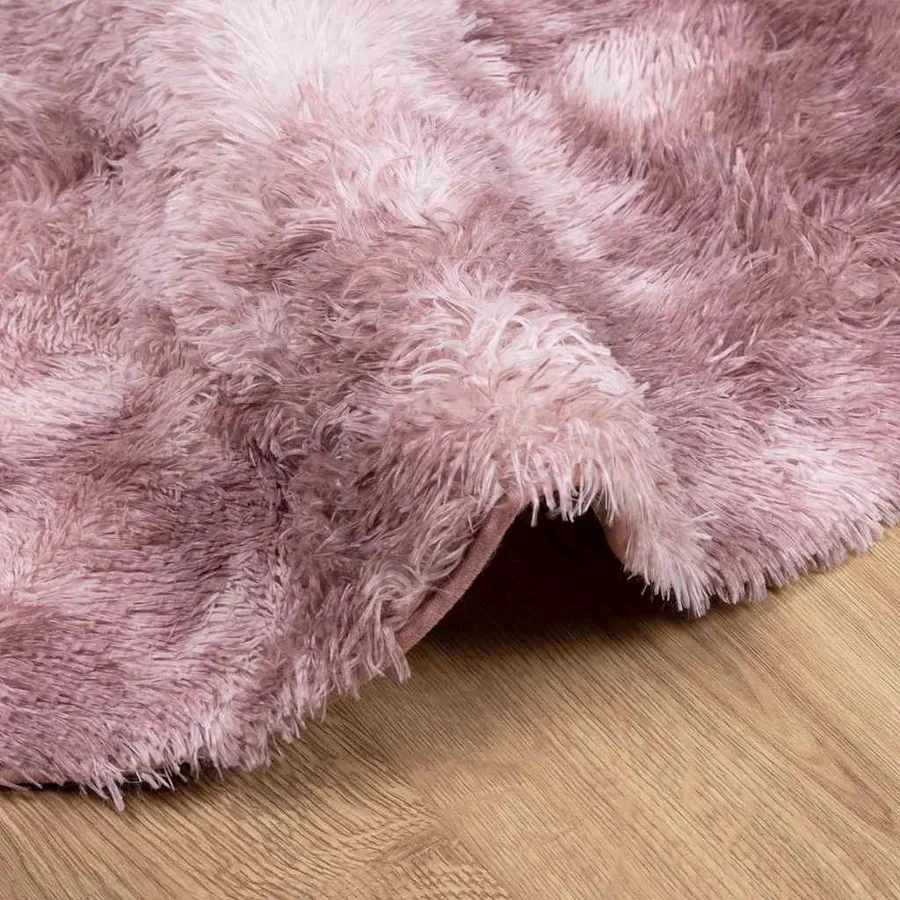 Tapis Shaggy à poils longs NAVARRA rose poudré 100x100 cm - 5