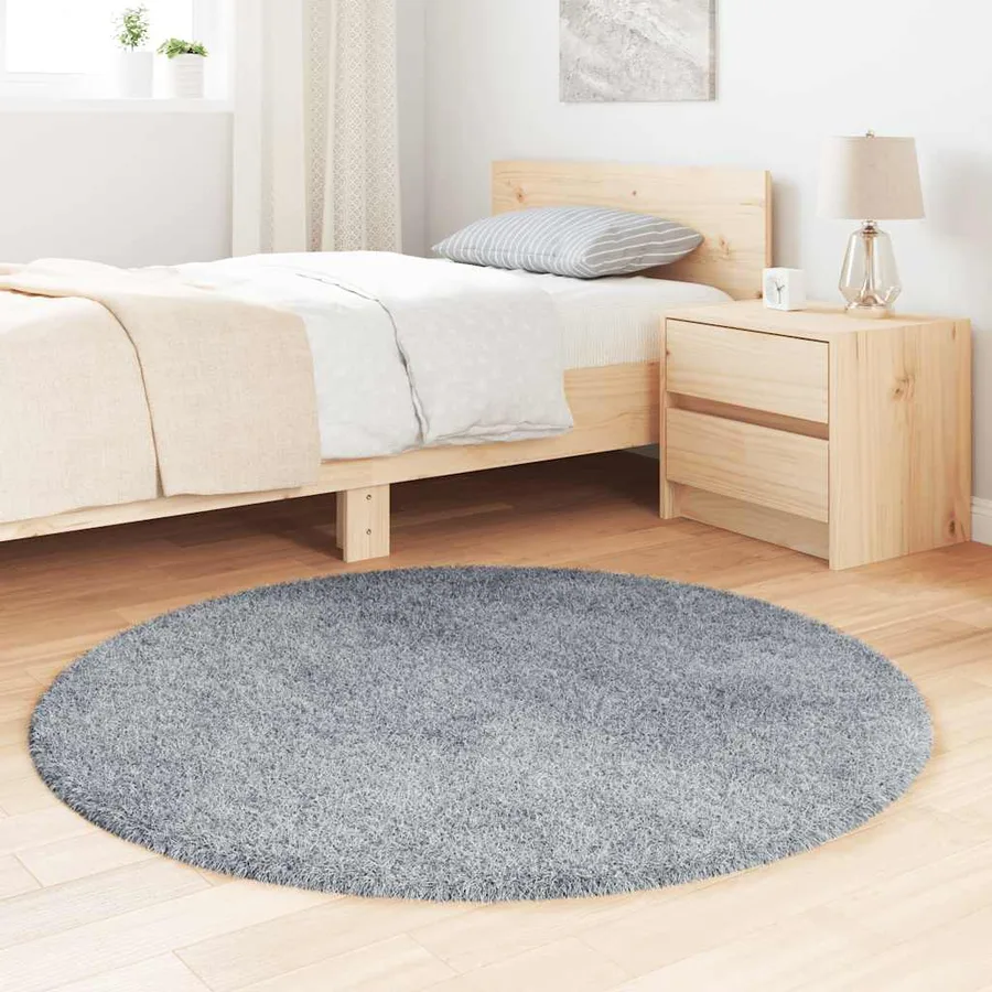Tapis shaggy à poils longs NAVARRA gris clair 120x120 cm - 3