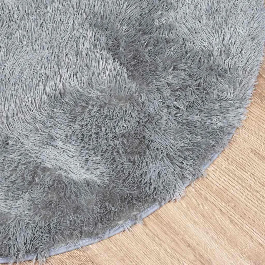 Tapis shaggy à poils longs NAVARRA gris clair 120x120 cm - 4