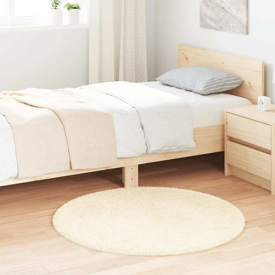 Tapis Shaggy à poils longs NAVARRA crème 100x100 cm polyester