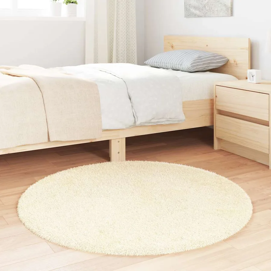 Tapis Shaggy à poils longs NAVARRA crème 100x100 cm polyester - 3