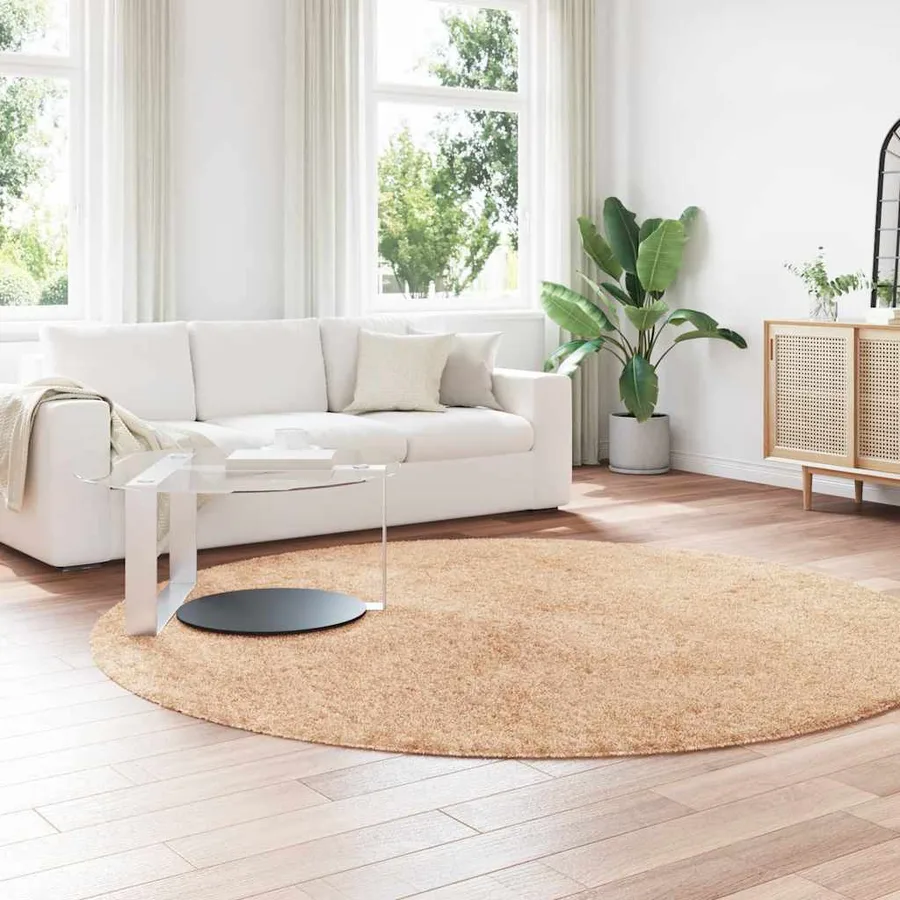Tapis shaggy à poils longs NAVARRA beige 240x240 cm polyester - 3
