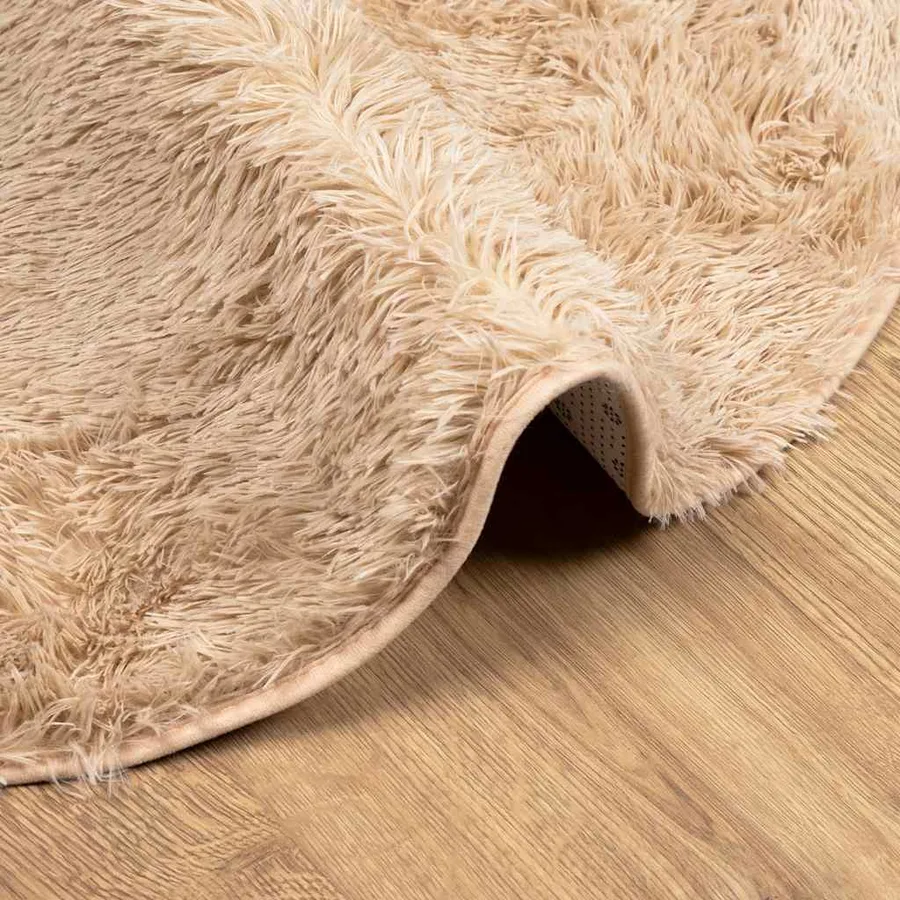 Tapis shaggy à poils longs NAVARRA beige 240x240 cm polyester - 5