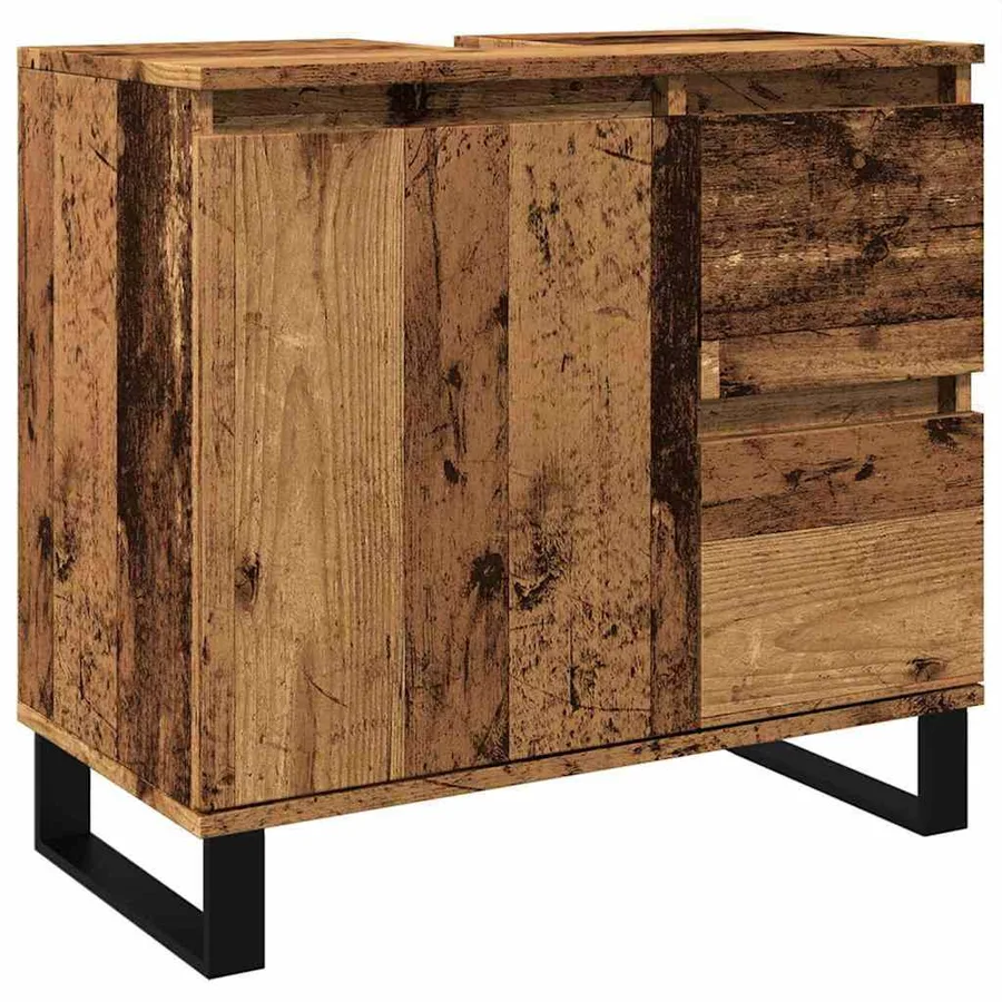 Armoire de lavabo de salle de bain vieux bois 65x33x60 cm - 2