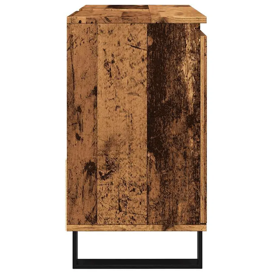 Armoire de lavabo de salle de bain vieux bois 65x33x60 cm - 5
