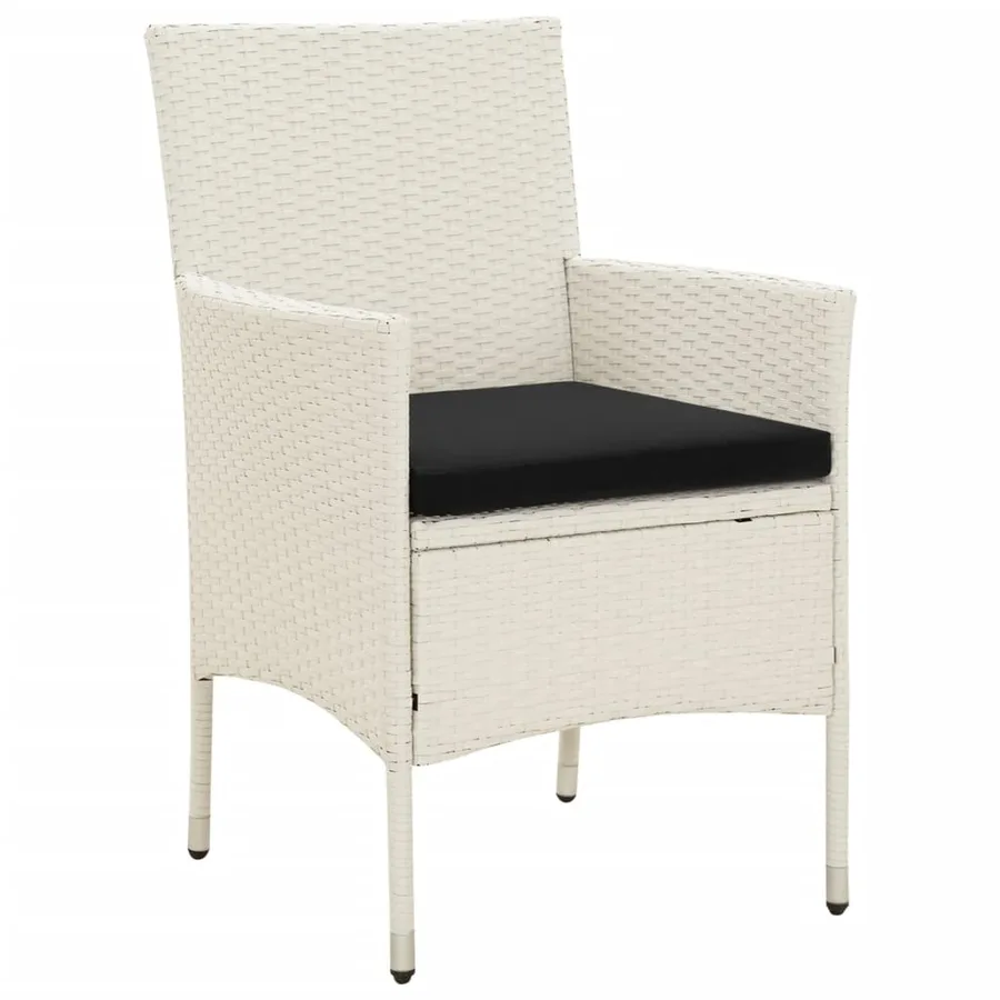 Chaises de jardin avec coussins lot de 4 Résine tressée Blanc - 2