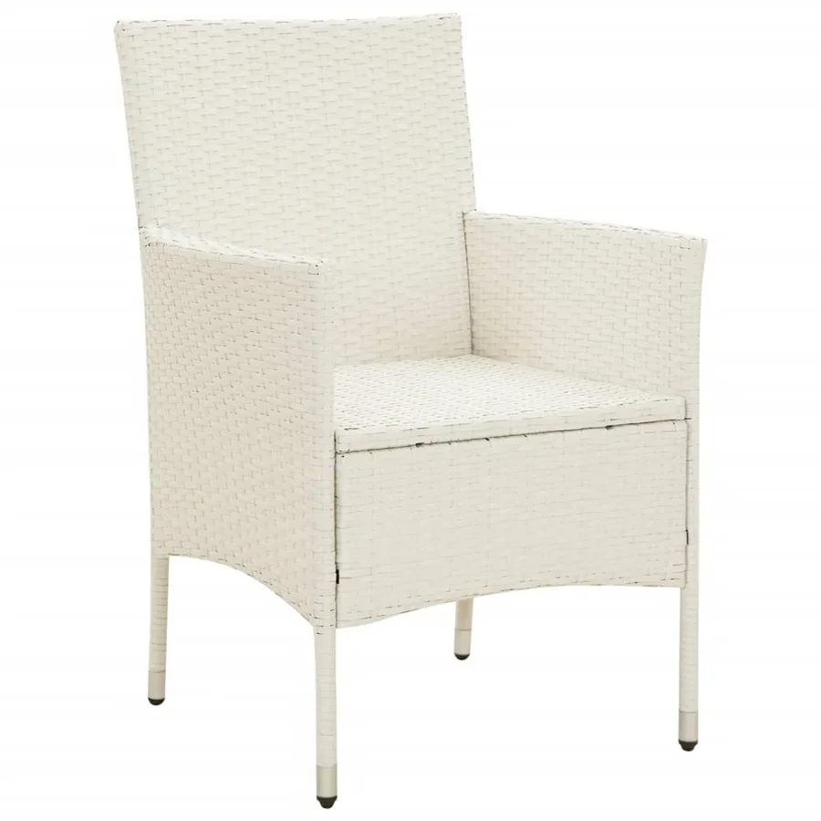 Chaises de jardin avec coussins lot de 4 Résine tressée Blanc - 3
