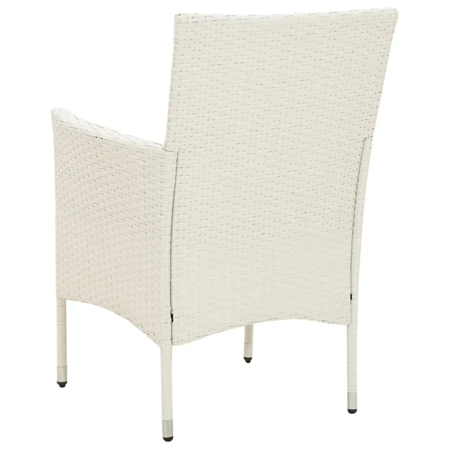 Chaises de jardin avec coussins lot de 4 Résine tressée Blanc - 6