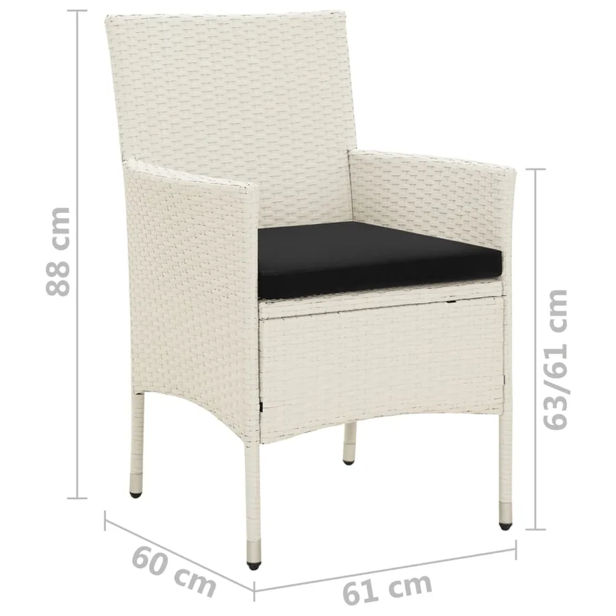 Chaises de jardin avec coussins lot de 4 Résine tressée Blanc - 9