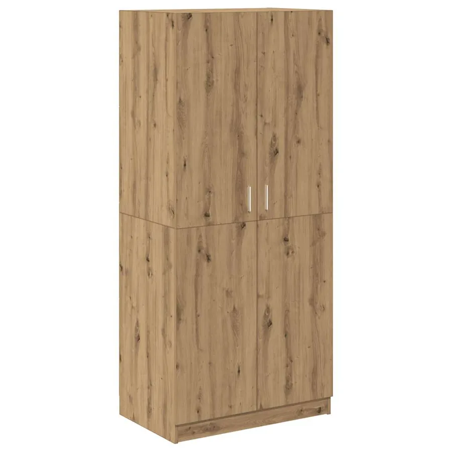 Armoire en chêne artisanal 90 x 52 x 200 cm bois d'ingénierie - 2