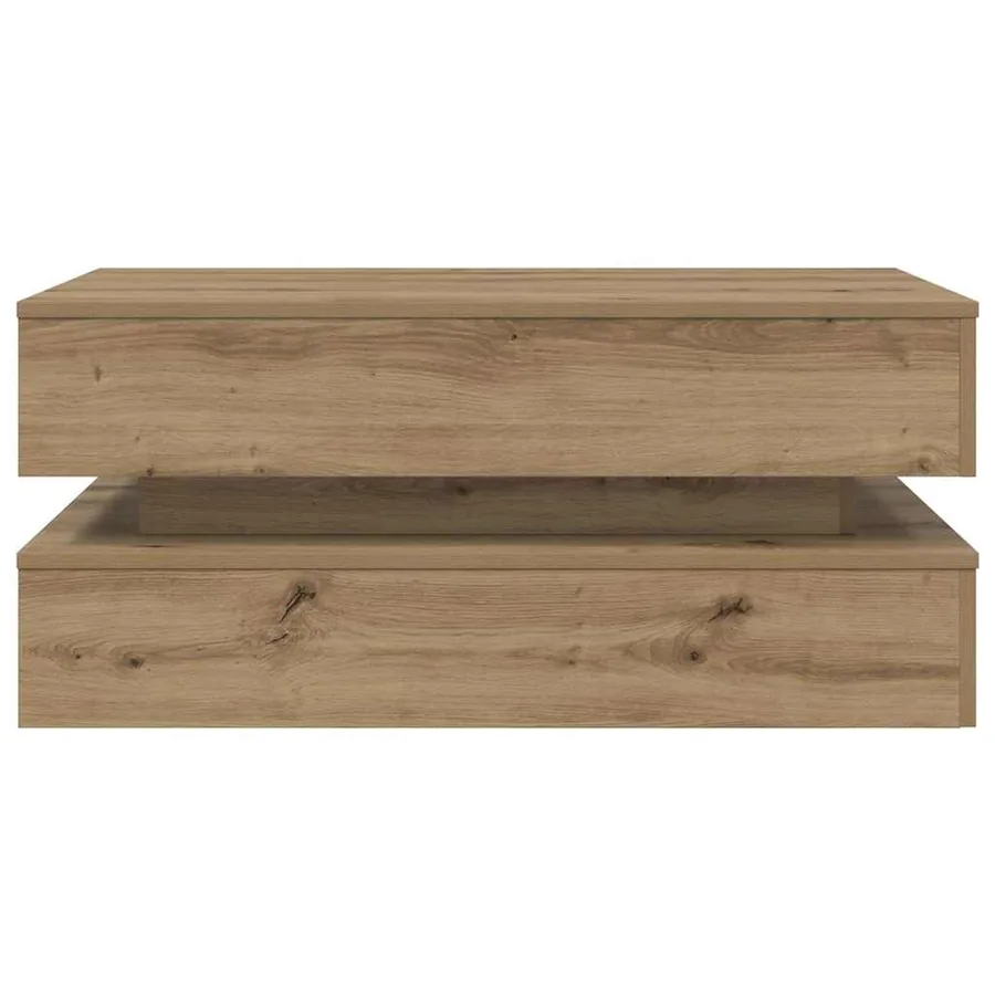 Table basse avec lumières LED chêne artisanal 90x50x40 cm - 7