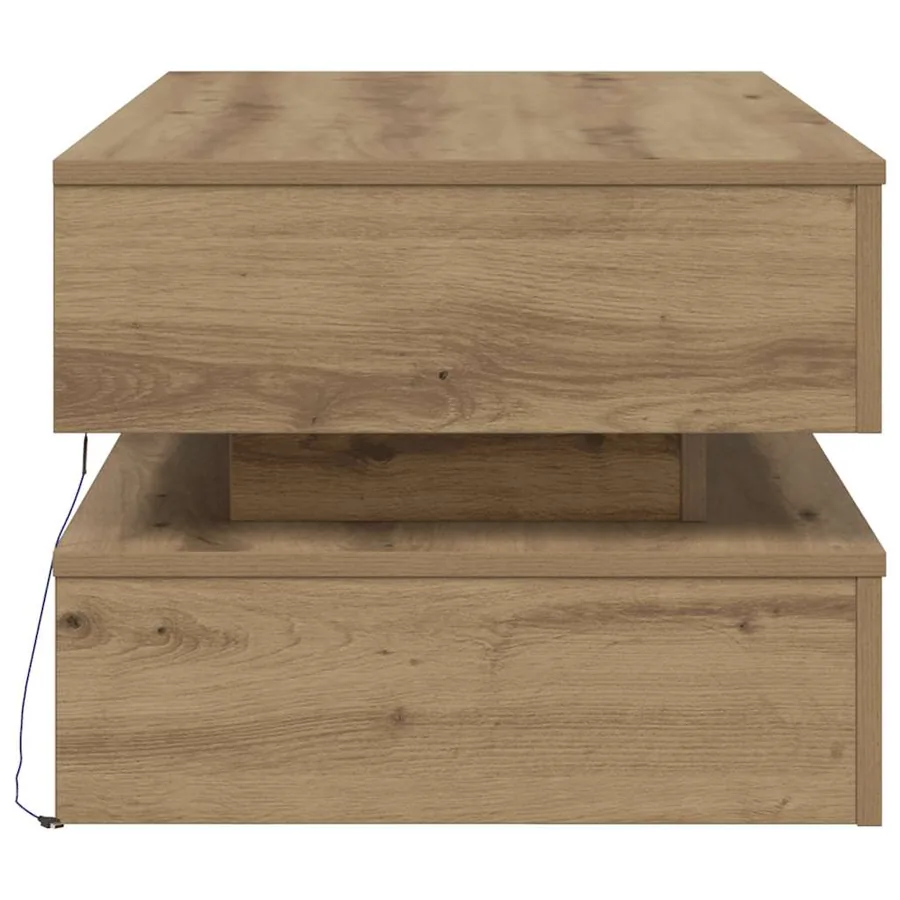 Table basse avec lumières LED chêne artisanal 90x50x40 cm - 8