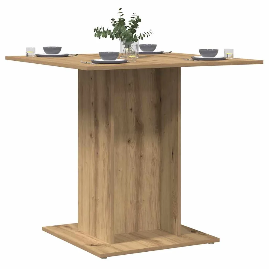 Table à manger chêne artisanal 80x80x75 cm bois d'ingénierie - 4